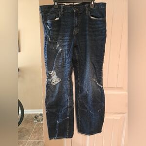 Old Navy Loose Built In Flex Distressed Blue Jeans Sz 38x34